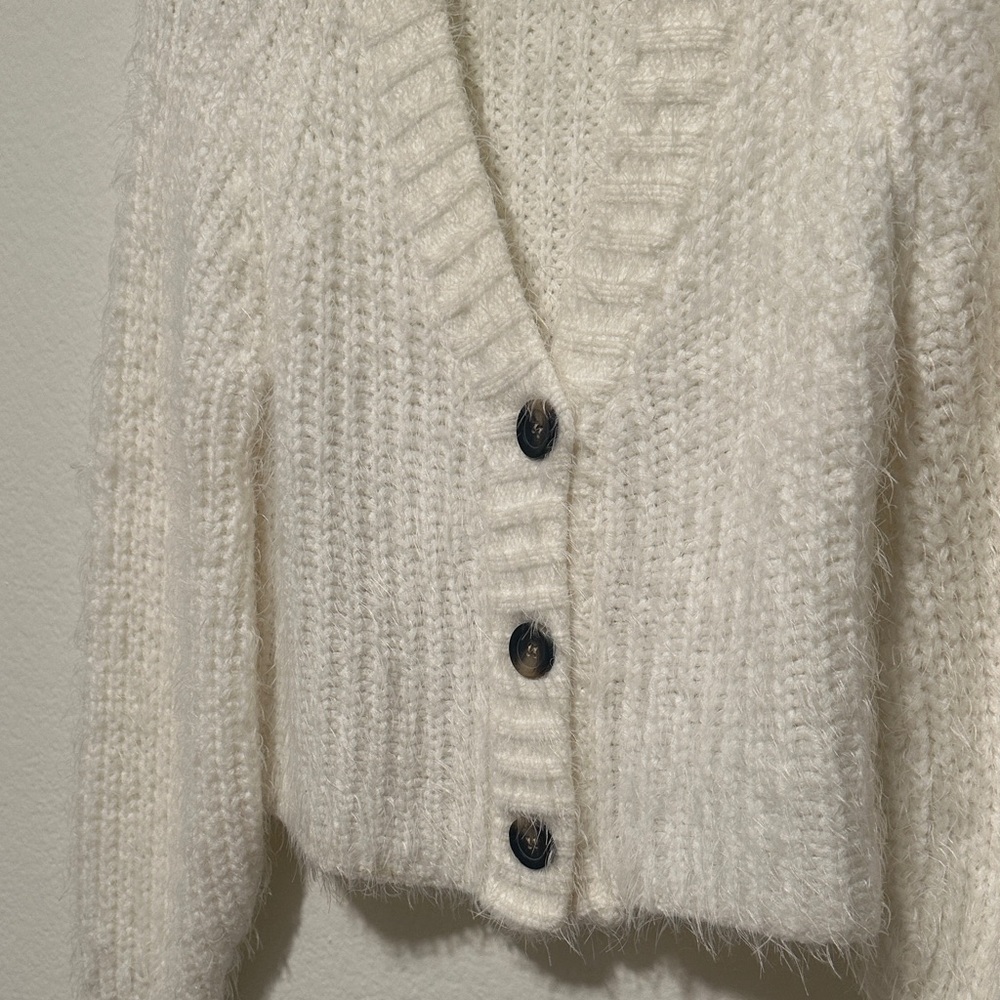 Off-white Button-Up Cardigan